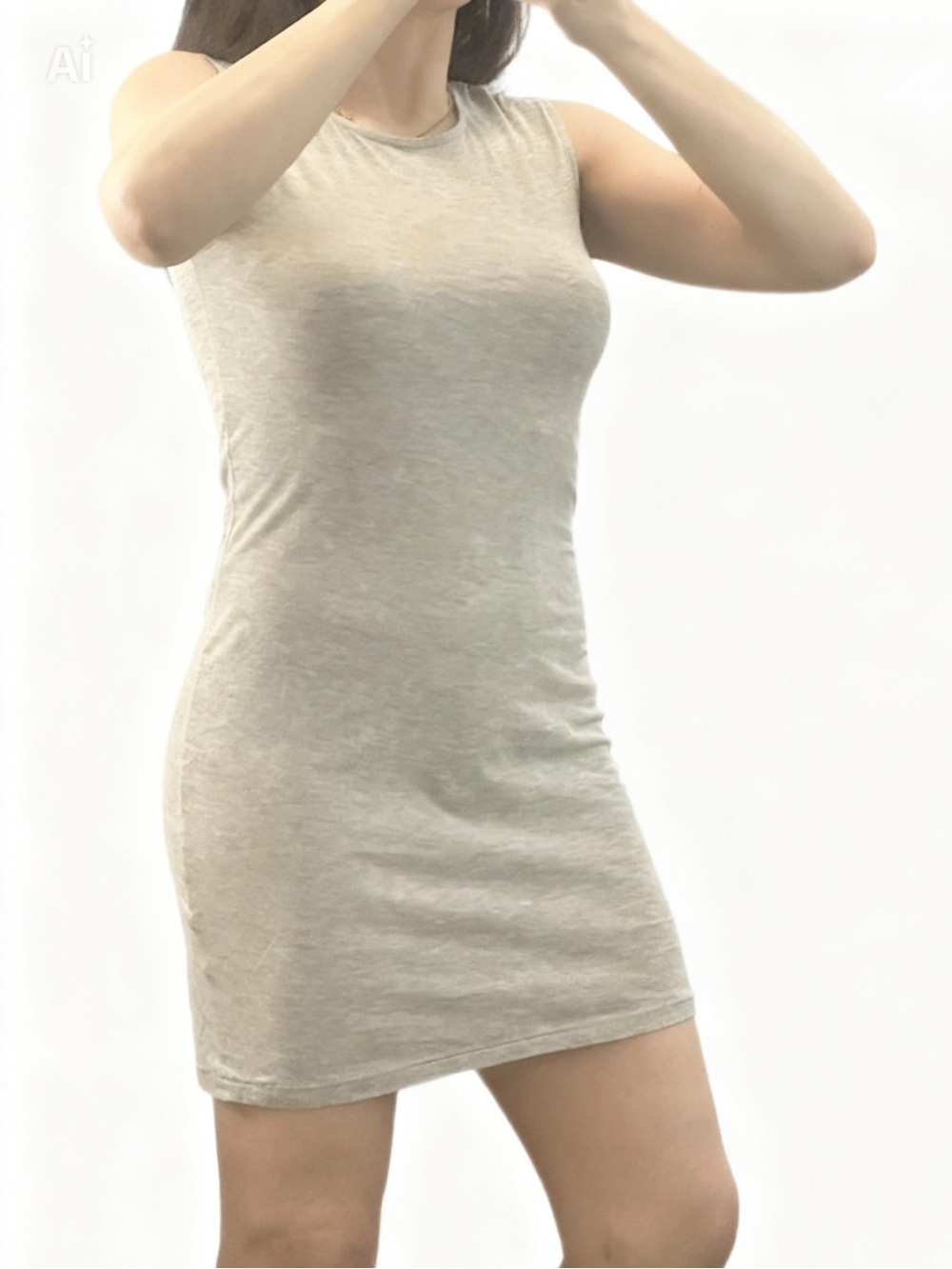 Monki Heather Grey Sleeveless Crewneck Tank Mini Dress Women’s Size Small